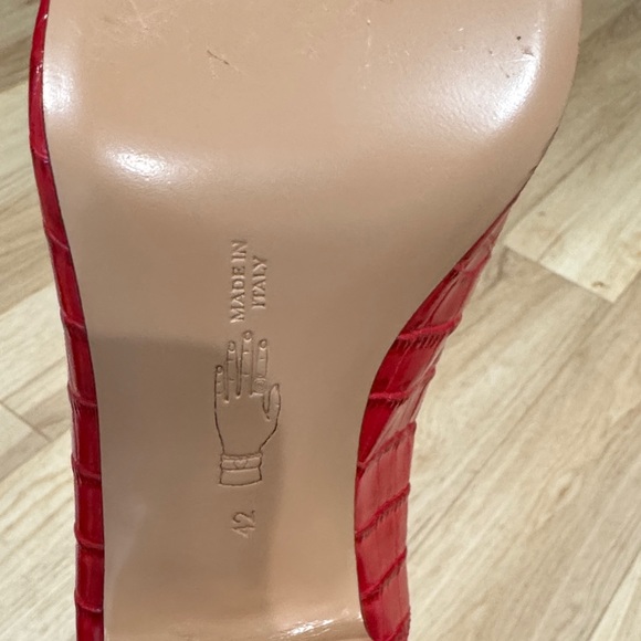 Nomasei Baghera Embossed Red Slingback Heels Sandals - Picture 3 of 6